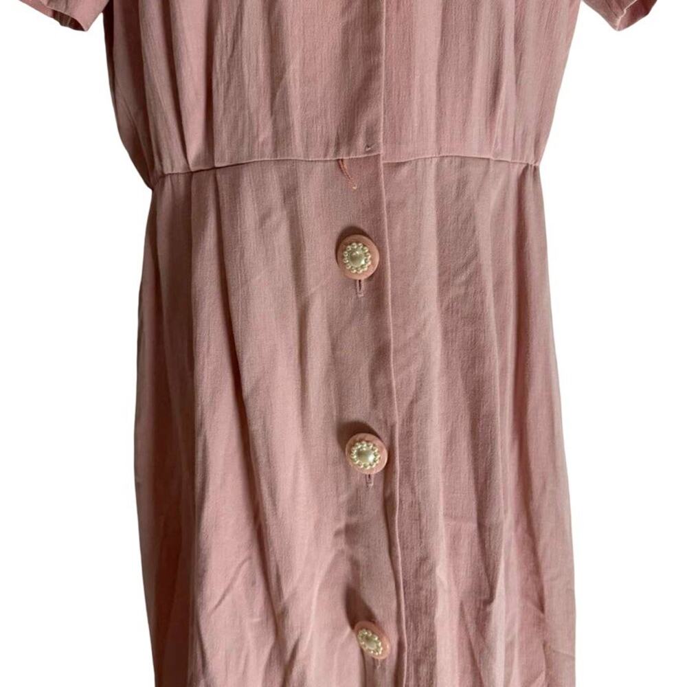 Positive Attitude Womens 90s Pink Button Up Shirt Style Blouson Midi Dress sz 14 - Picture 7 of 15